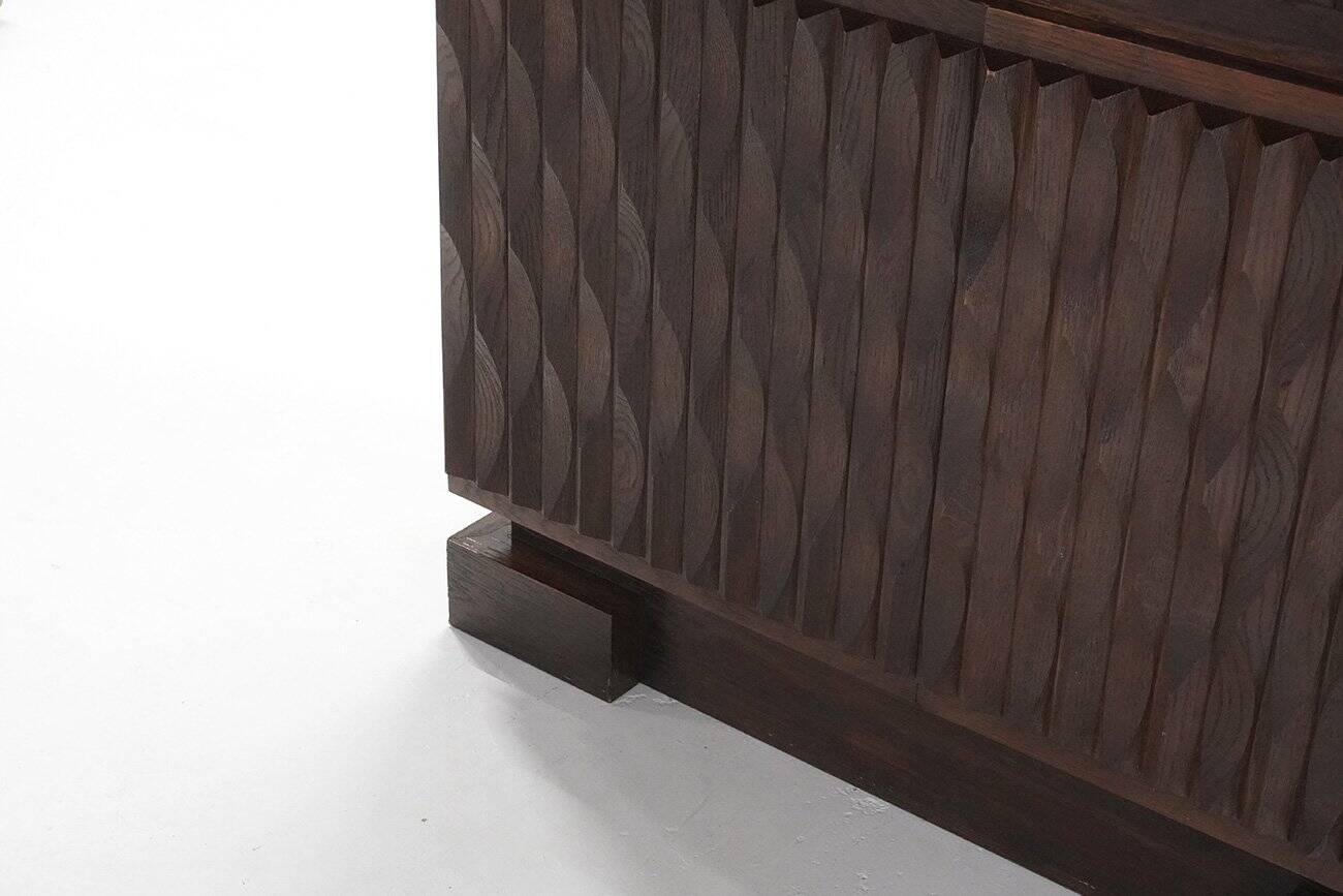 Vintage Brutalist Cabinet in Oak from Maison Aurora, Belgium, 1970s