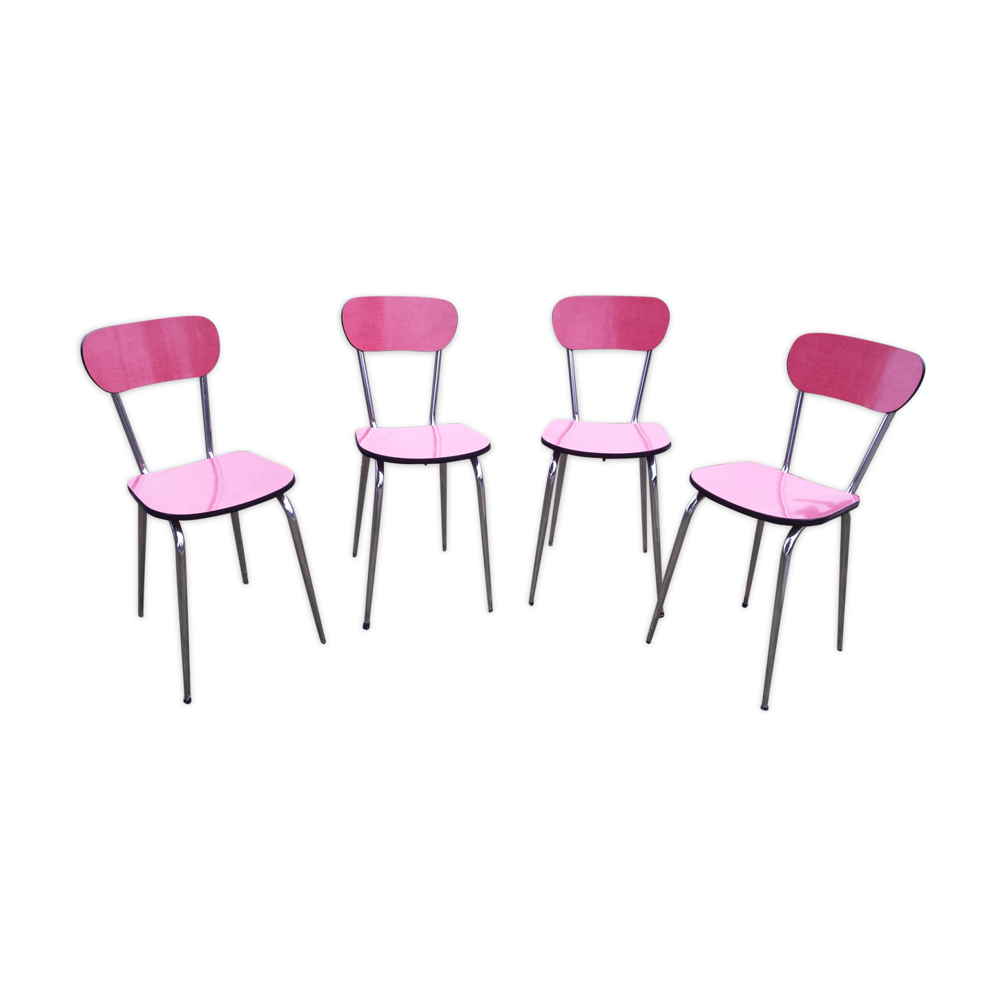 Set of 4 chairs in red formica