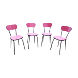 Set of 4 chairs in red formica