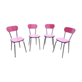 Set of 4 chairs in red formica