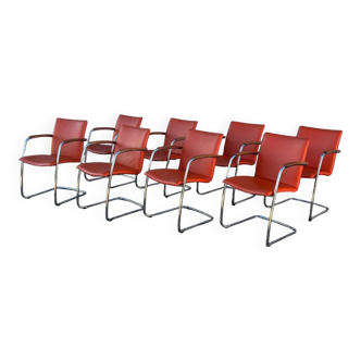 Set of 8 designer chairs by Erik Munnikhof for Leolux in chrome