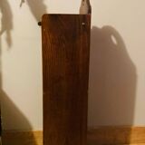 1980s solid wood bread bin decorated with a golden wheat sheaf