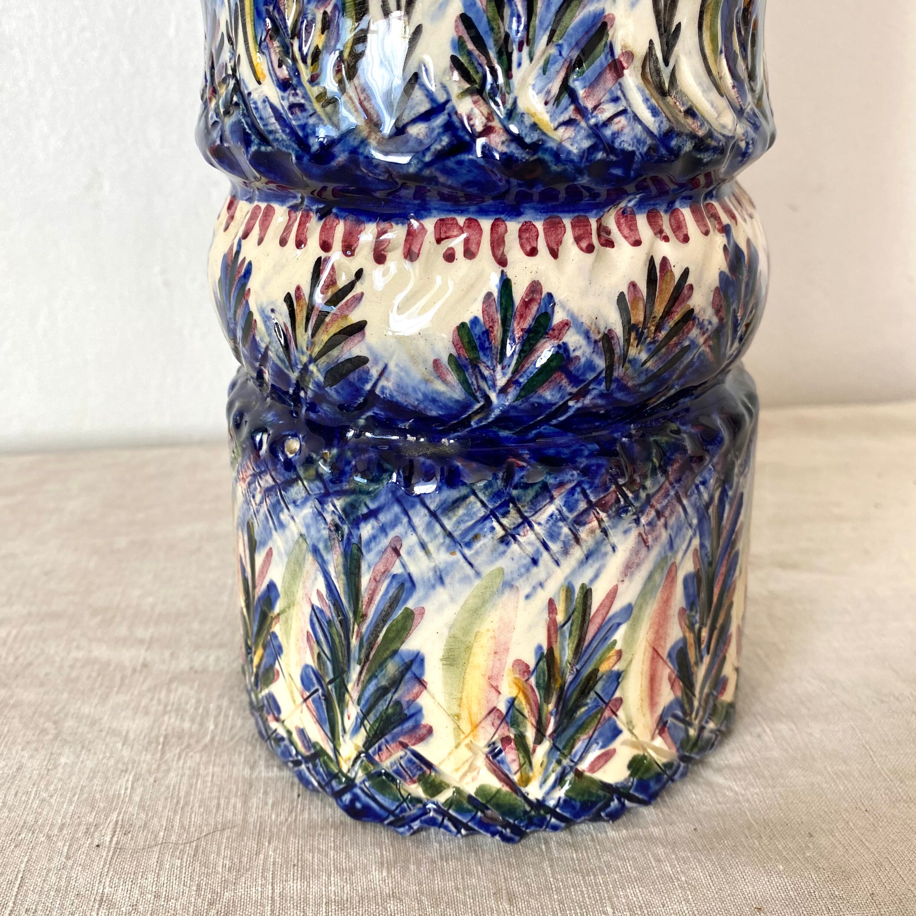 High earthenware vase of Rochefort in earth signed Leray