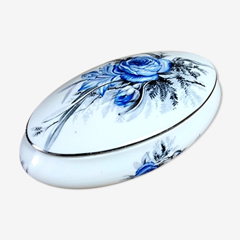 Bonboniere porcelain limoges with blue rose