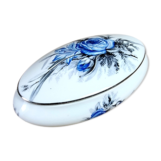 Bonboniere porcelain limoges with blue rose