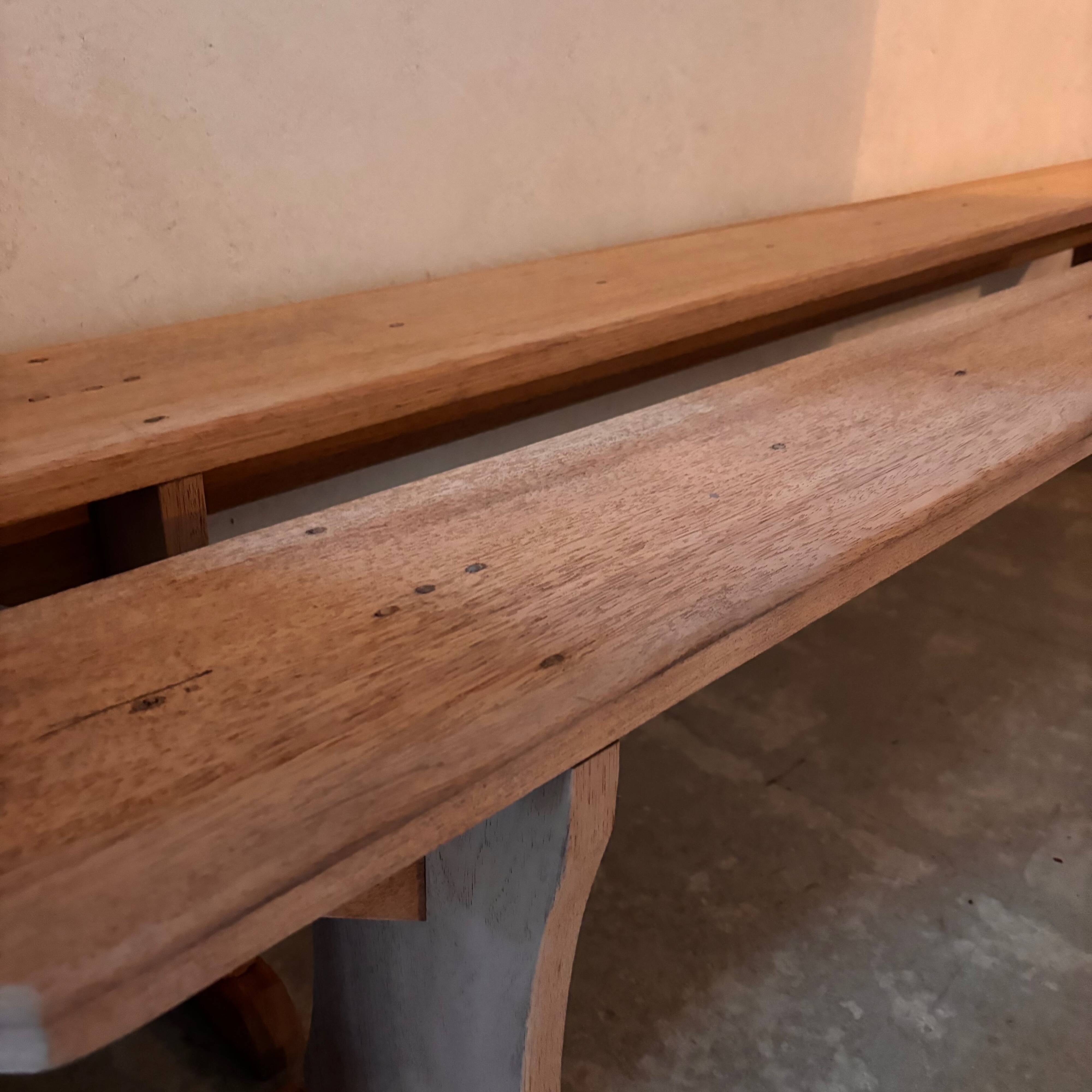 Set of 2 raw wood benches