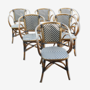 Set of 6 rattan terrace bistro armchairs type "Parisian".