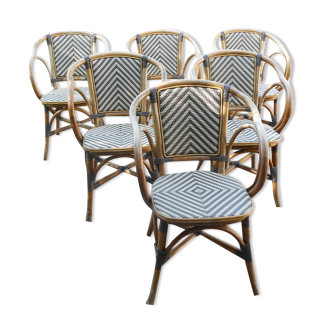 Set of 6 rattan terrace bistro armchairs type "Parisian".