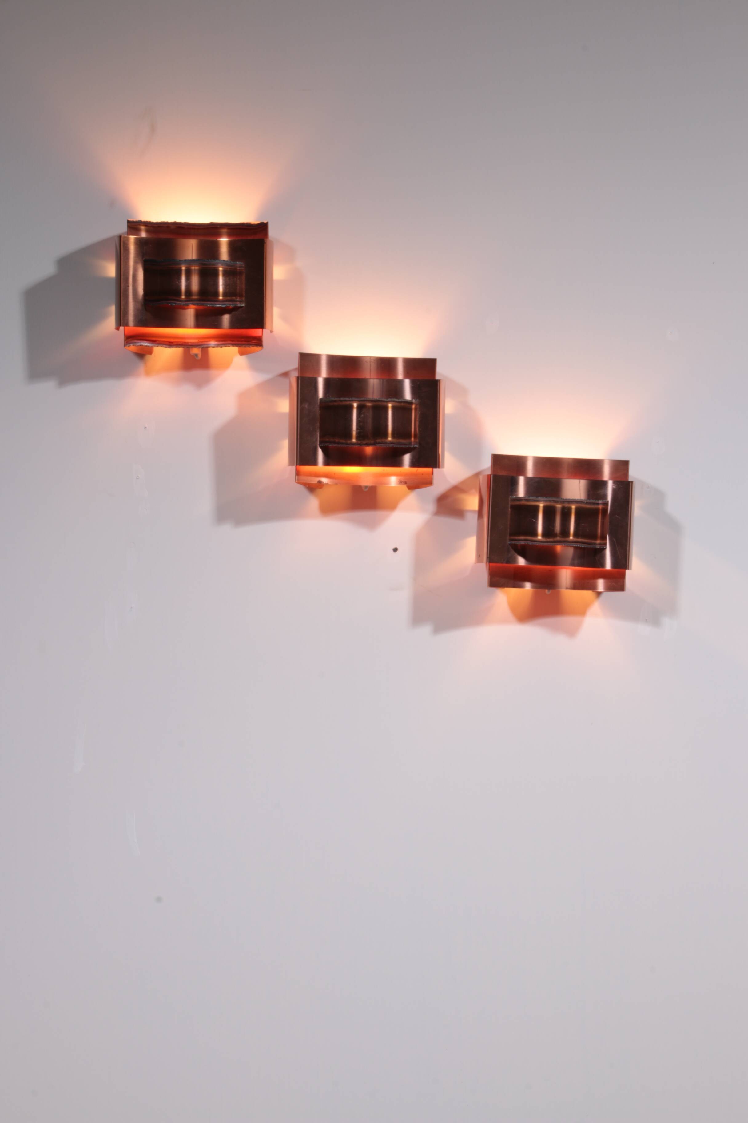 Wall lamps Svend Aage Holm Sørensen brutalist and copper,1960