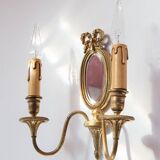 Ancienne applique en bronze avec miroir biseauté