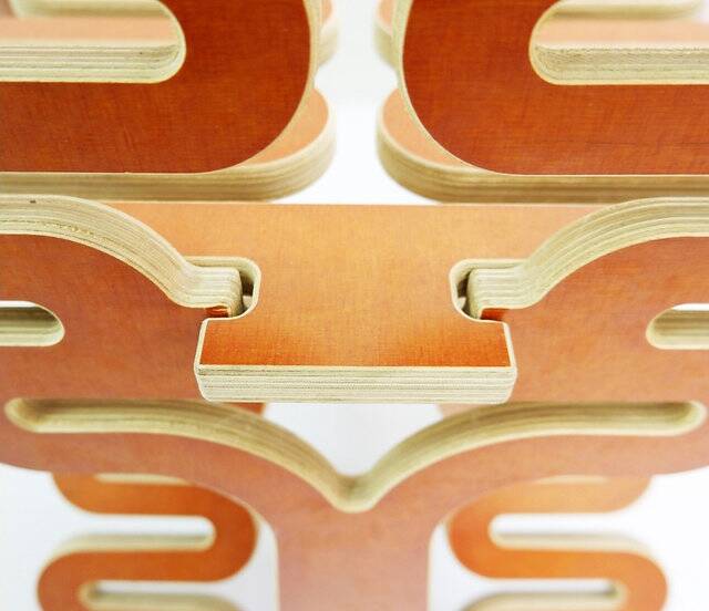 Gregg Fleishman Prototype European cutout plywood "Lumbarest" or Puzzle chair, from the 1970s
