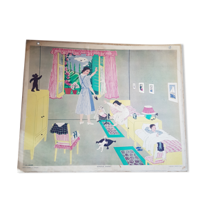 Ancienne affiche scolaire 1950