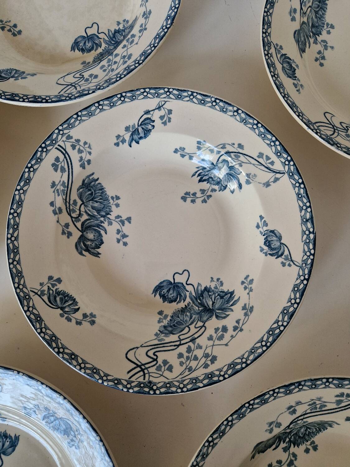 Set of 10 Deep Plates Sarreguemines Royat Models