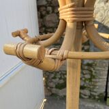 Porte manteau perroquet en rotin vintage 1970