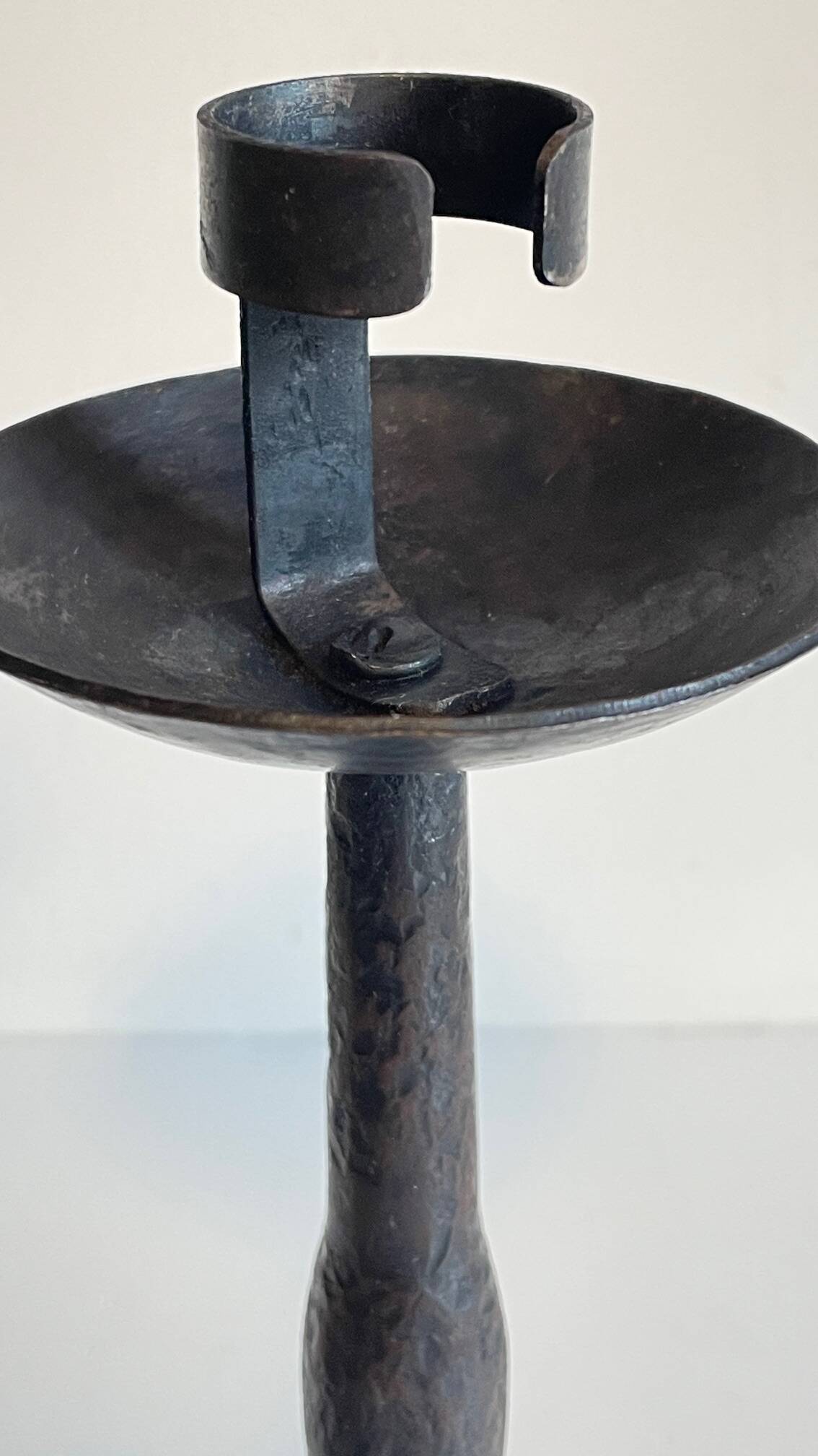 Pair of Brutalist Vintage Steel Candlesticks
