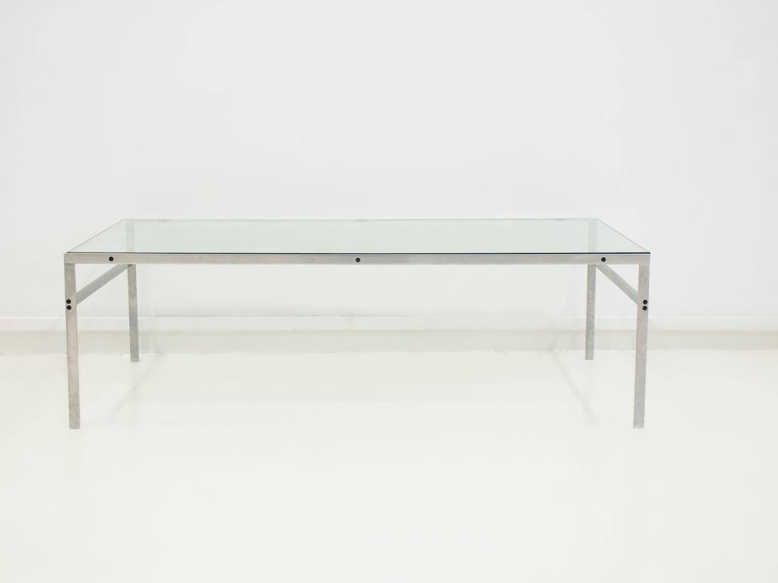 Coffee table in steel and glass by Preben Fabricius and Jørgen Kastholm