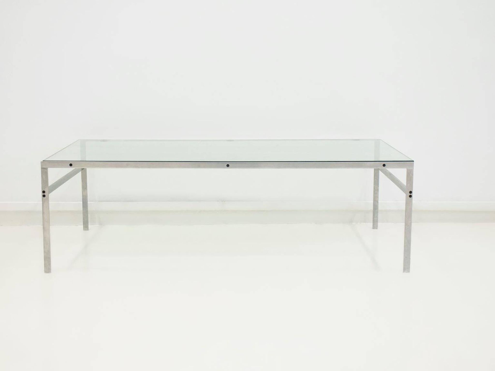 Table basse en acier et verre de Preben Fabricius et Jørgen Kastholm