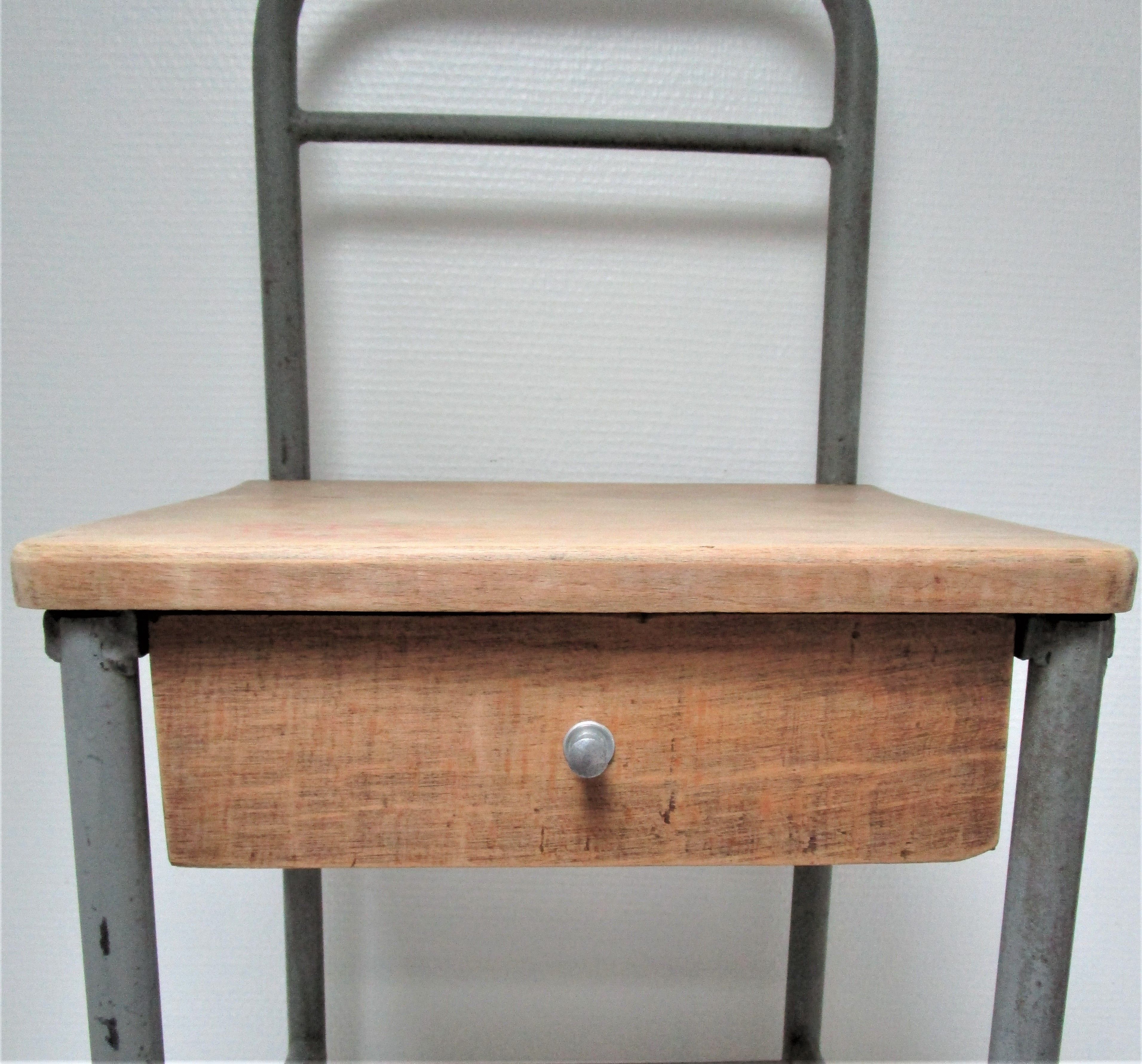 Bedside of boarding school wood vintage metal 50 s
