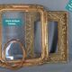 Italian mirror, key frame, vintage 50, engraved wood - gilded 39x32 cm SB