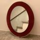 Ancien miroir ovale velours grenat bordeaux
