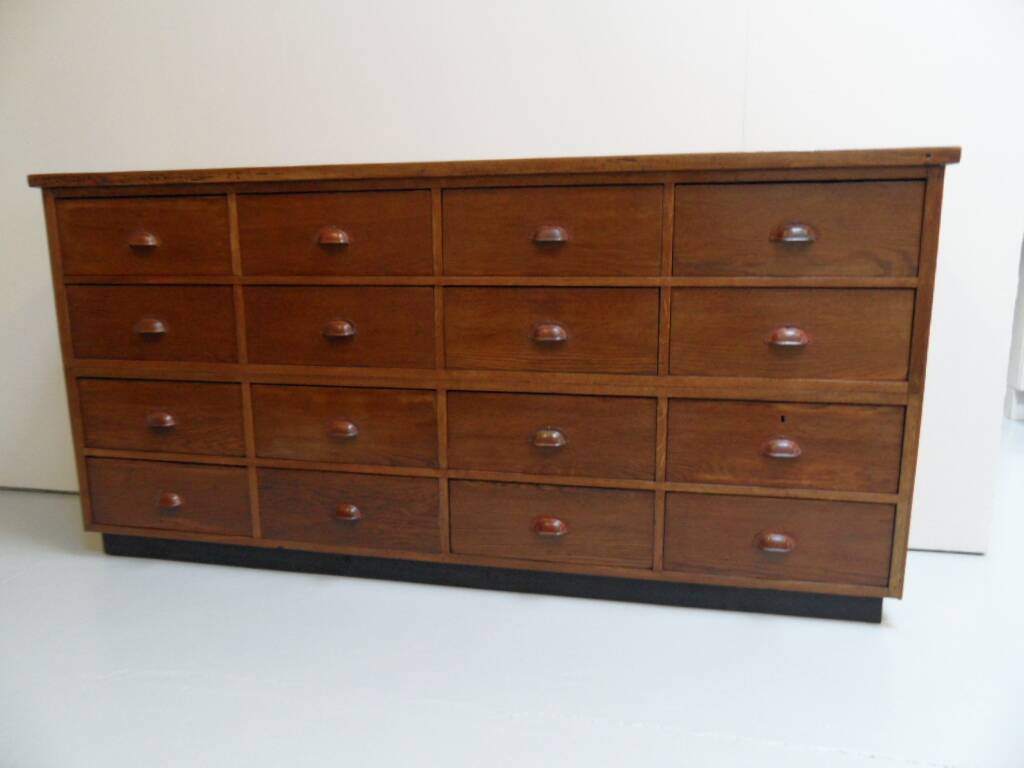 Classeur d'atelier en chêne vintage