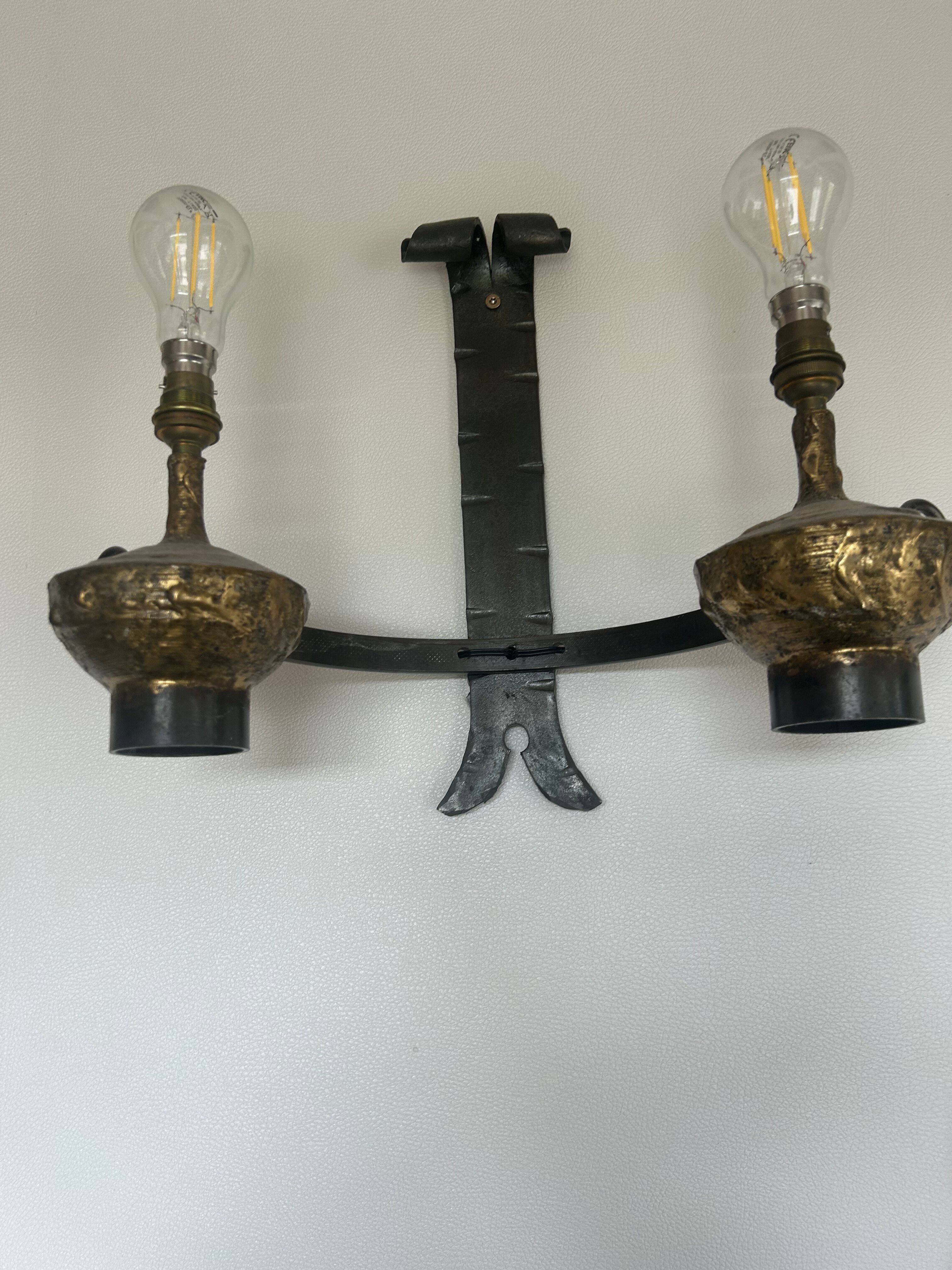 Monumental chandelier with 8 lights and its matching wall light signed MAX BRE – From