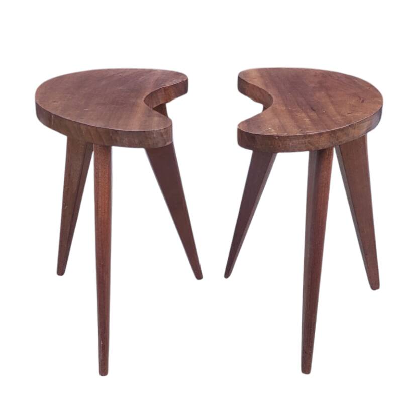 Pair of Scandinavian bean-shaped stools