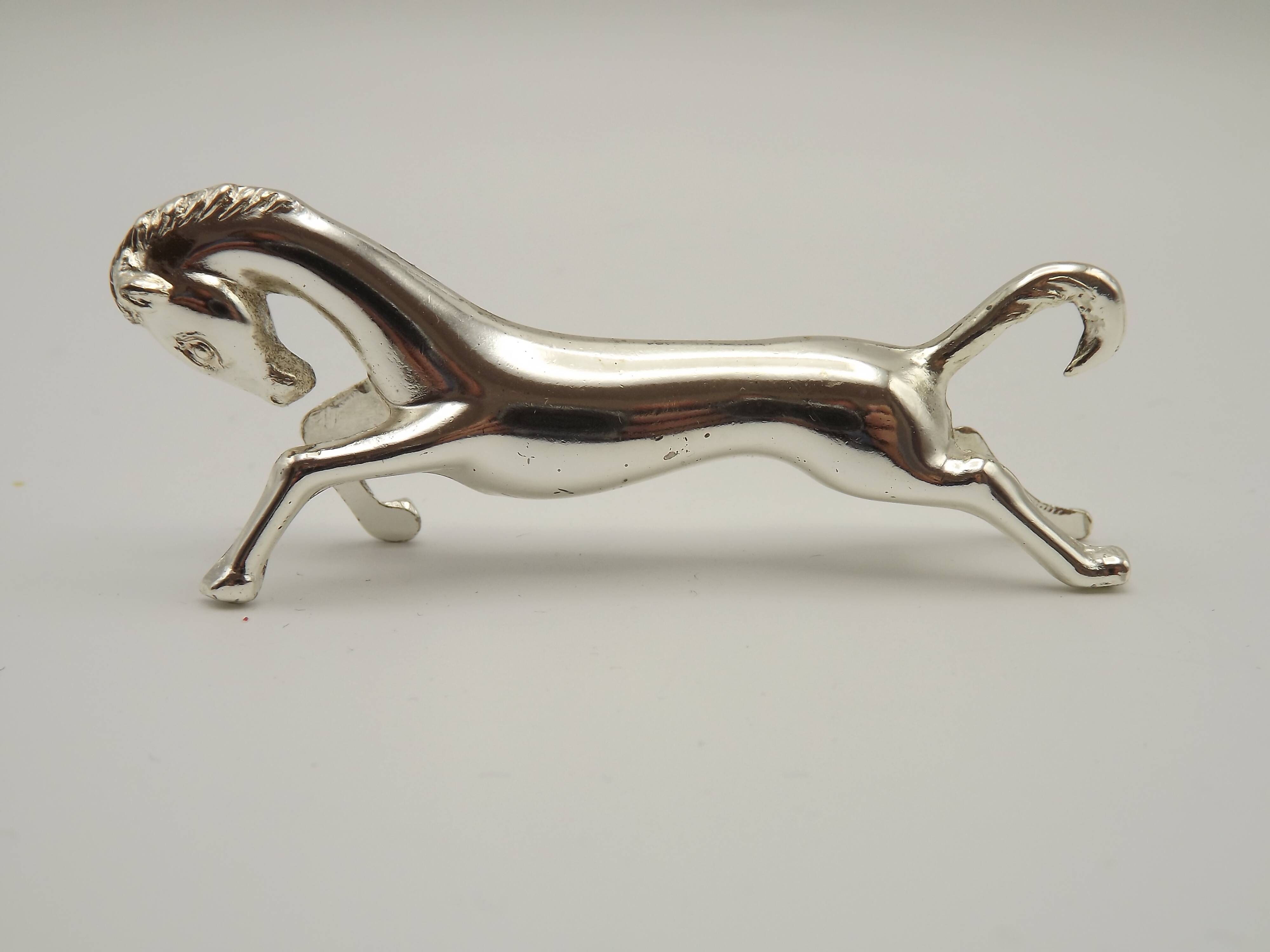 Set of Six French Vintage Silver Metal Stylized Horse Shaped Cutlery Rests 4775