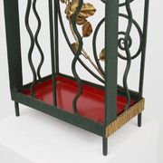 Art Deco Wrought Iron Umbrella Stand with Floral Decoration, France, 1930s