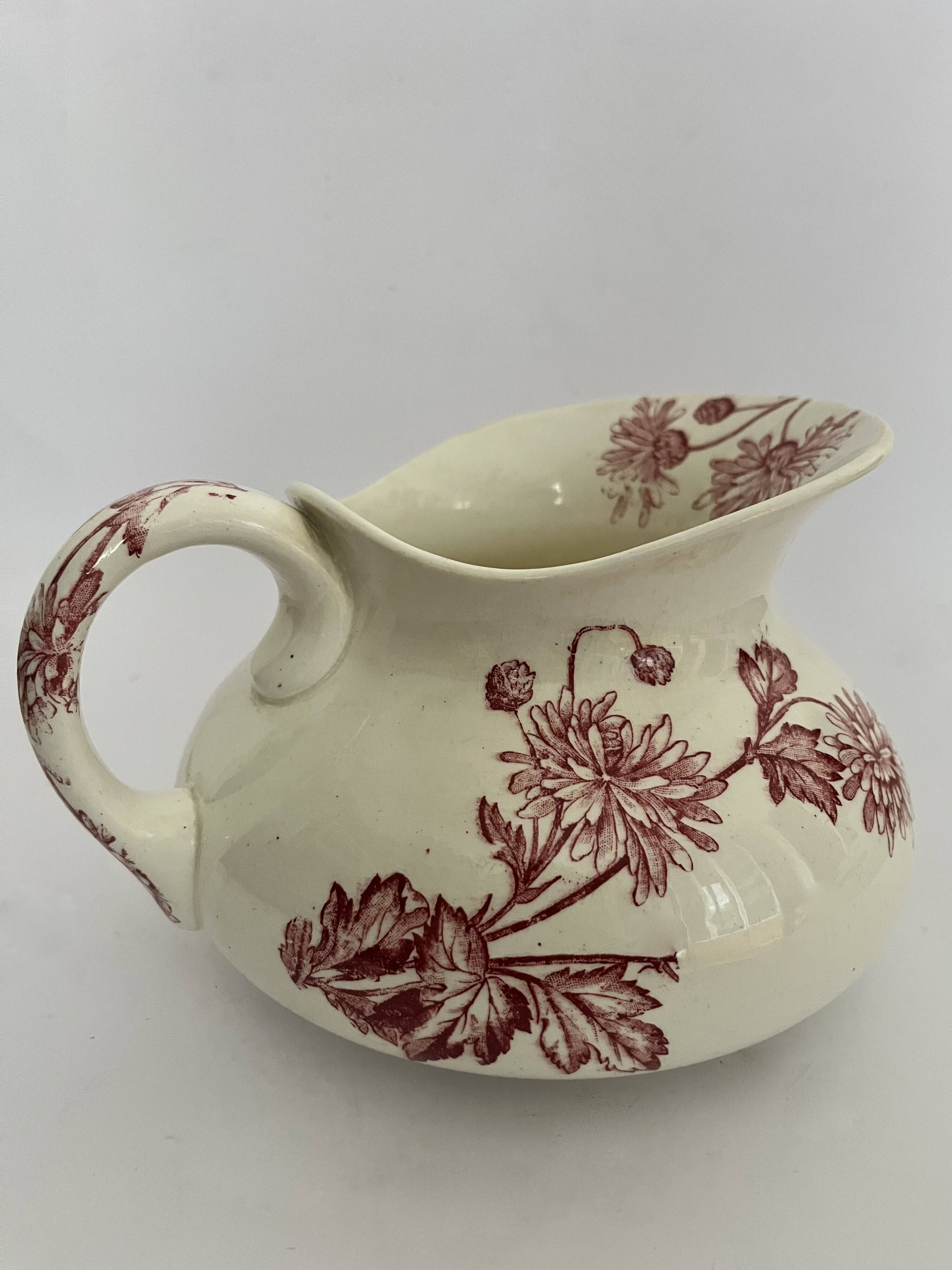Pitcher, old chrysanthemum jug, Longwy