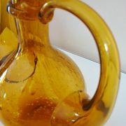 Blown glass carafe from Biot, amber, bubbled, vintage 70s