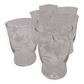 6 verres vintage motif floral