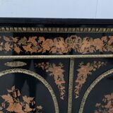 Meuble Napoléon III en bois noir et marqueterie de bois clair XIX siècle