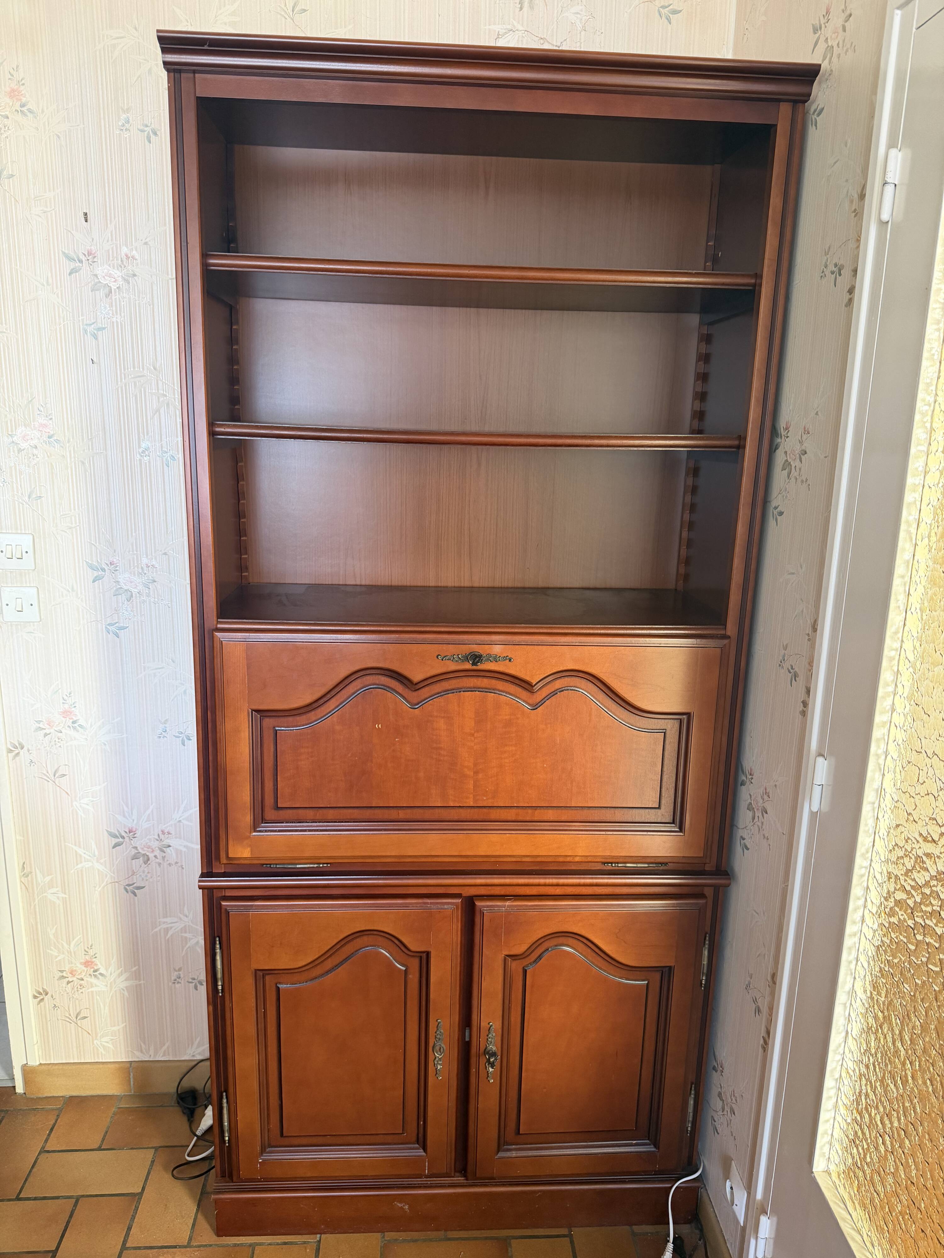 Wooden library secretary with drop-down front - Louis-Philippe style