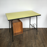 vintage desk in wood, metal and yellow formica