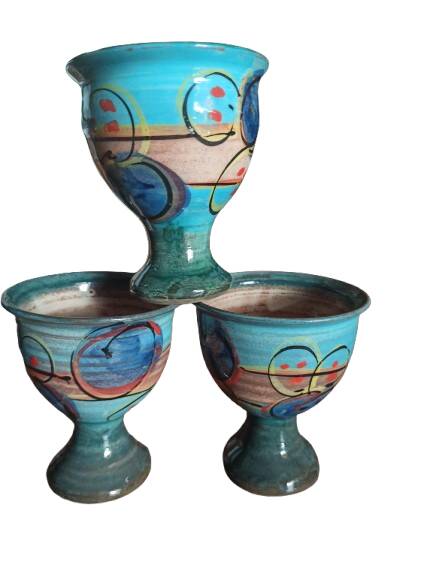 3 handmade cups, handmade decor