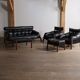 Percival Lafer MP-81 three seater sofa in black leather, Brazil 1970s