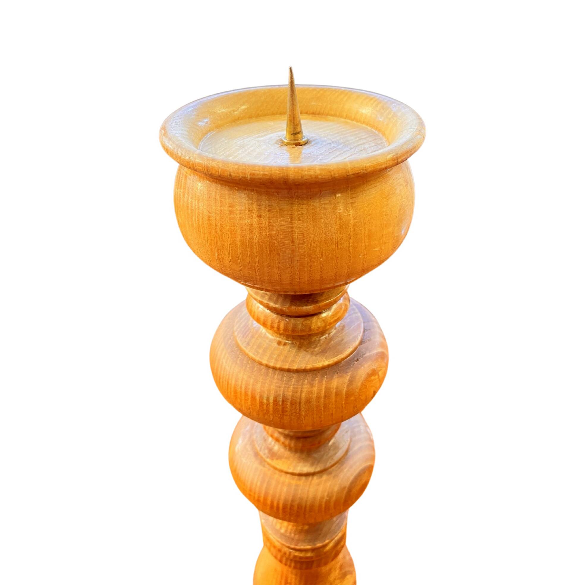 Large wooden turned candle holder Belgium, 1970s.