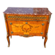 Commode en marqueterie de style Gustavien suédois du milieu du 20e siècle avec marbre