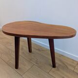 Restored vintage varnished wood bean-shaped tripod table