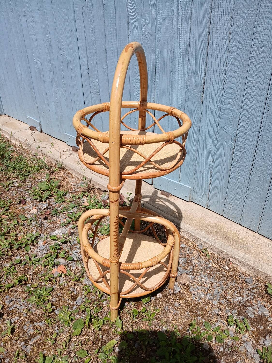 Vintage rattan bottle holder/server