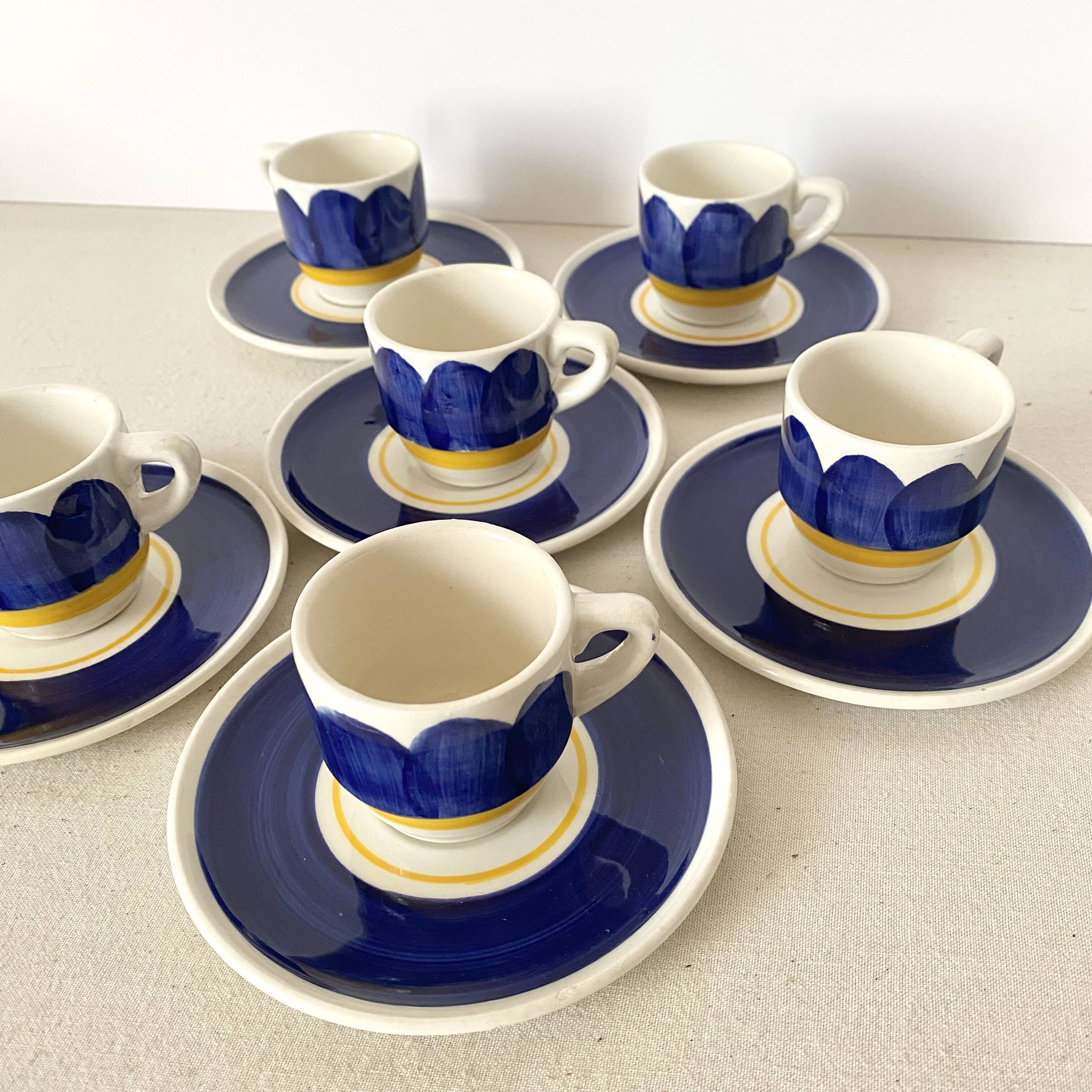 Tasses à café expresso décor peint à la main , Italie