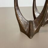 set of 2 Midcentury Brutalist Bronze Candleholder, Michael Harjes, Germany 1960s