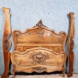 Centre bed Louis XV Baroque curved walnut circa 1850