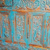 Damchaya blue chest original piece old teak with secrets