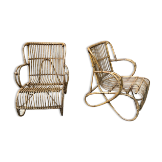 Rattan armchairs