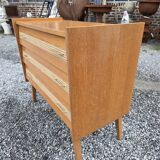 Commode vintage en chêne et cannage des années 60