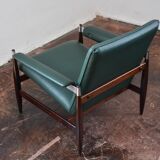 Fauteuil en palissandre & simili cuir modèle 112 par Leolux, années 1960