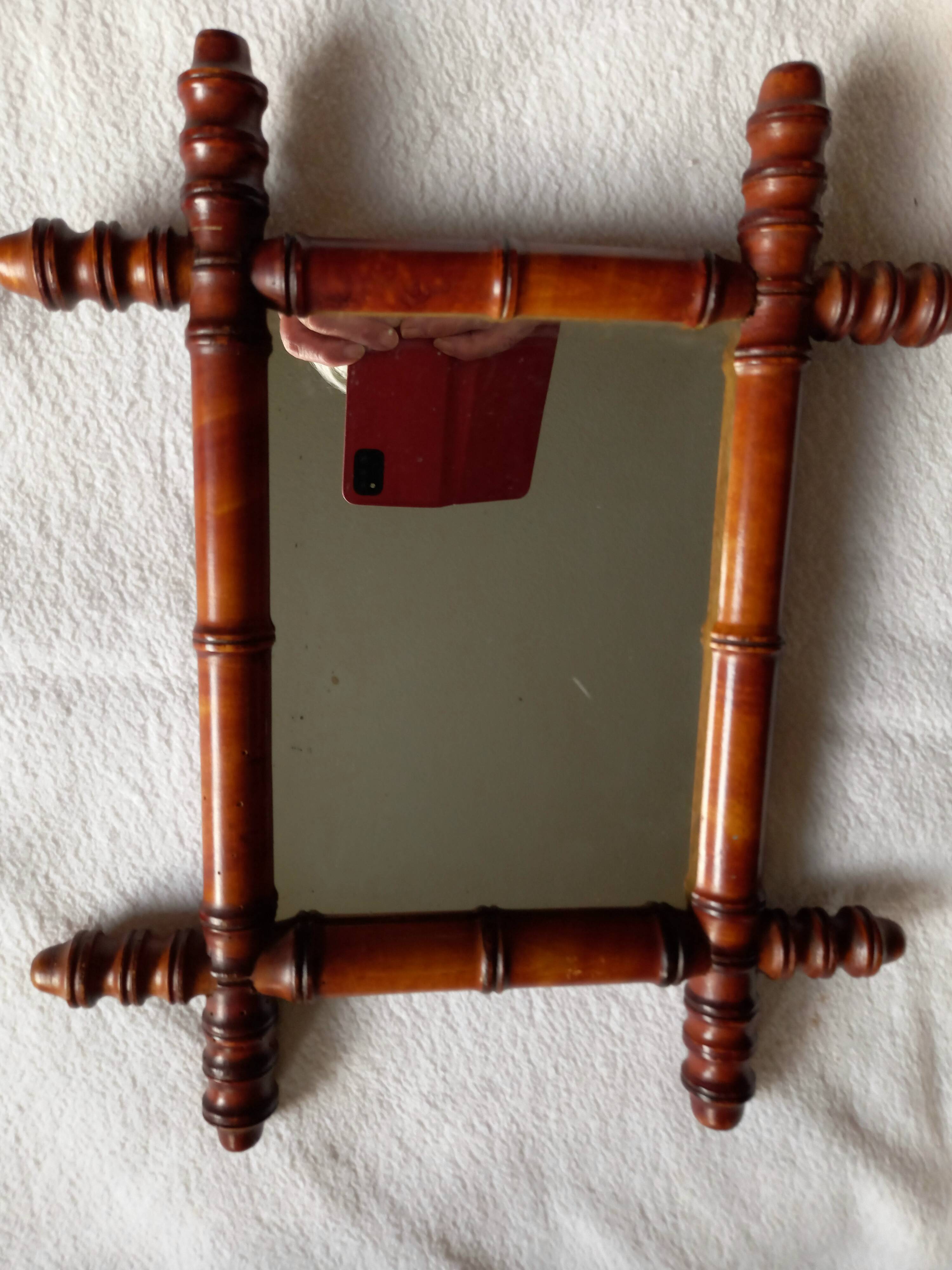 Bamboo framed mirror, 19th century.