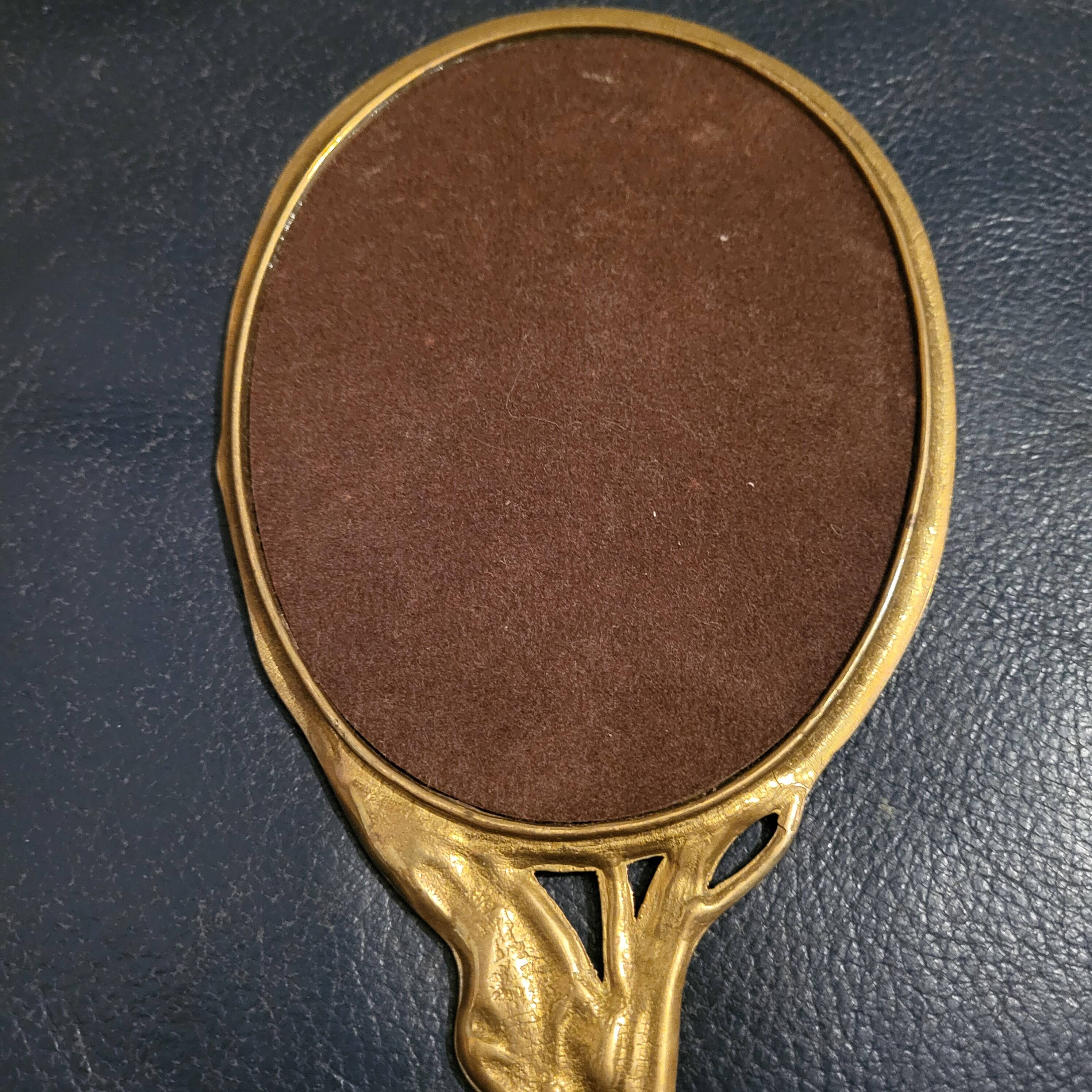 Brass vanity mirror, Art Nouveau style